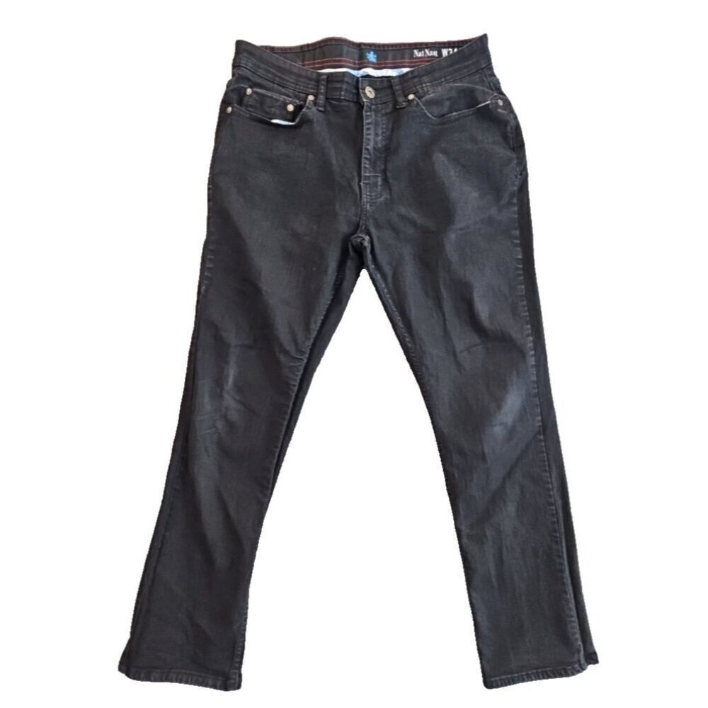 Nat Nast Jeans Men's 34x30 Black Straight Baggy Loose Skater Goth Grunge Emo Y2K